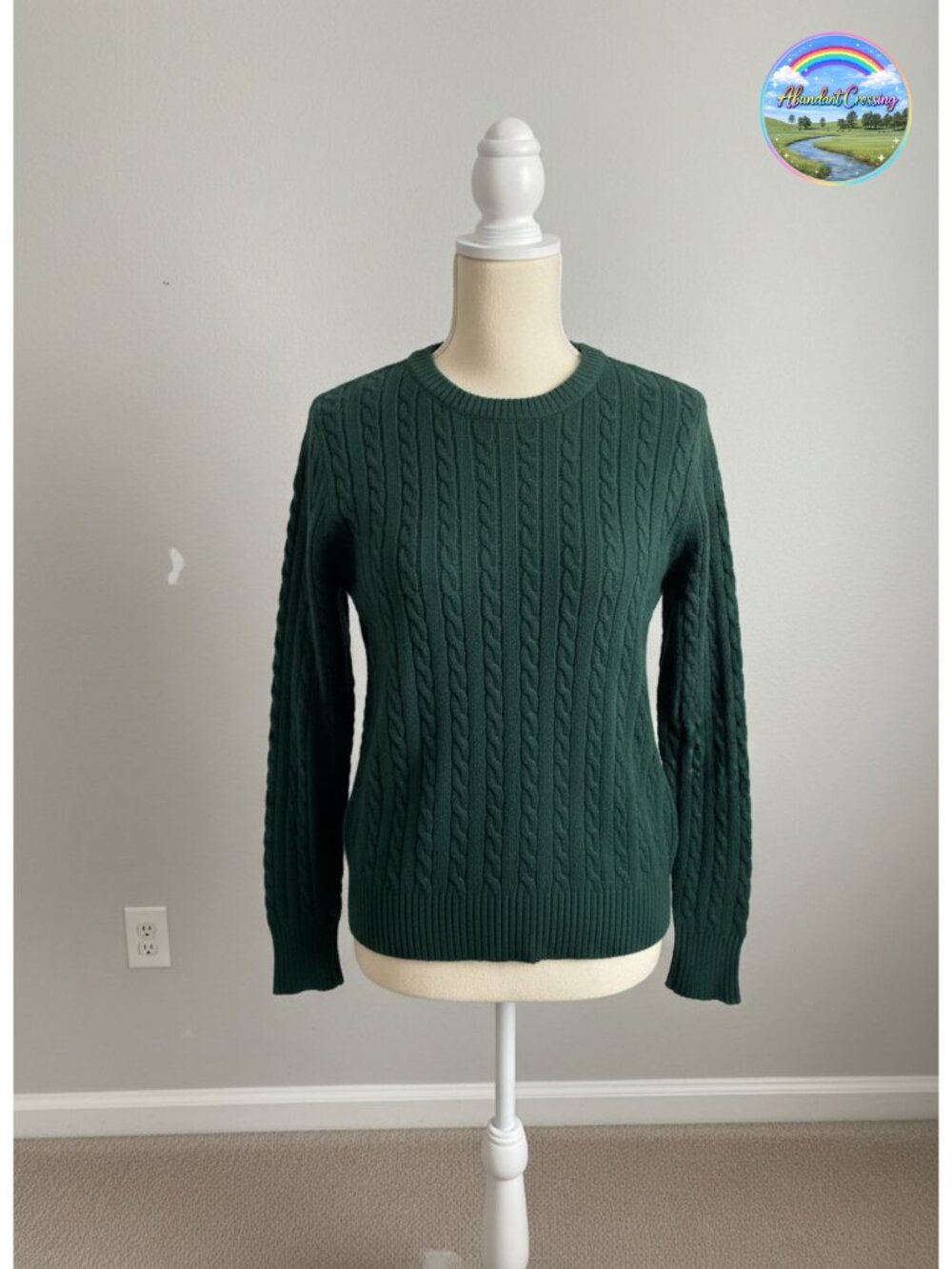 Womens Lightweight Cable Knit Soft Pullover Sweater Crew Neck Long Sleeve